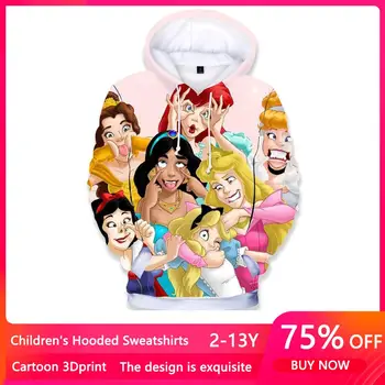 

Spring Autumn 3D Print Princess Boys Girls Hoodies Outerwear Kids Hooded Sweatshirts Childres Long Sleeve Pullover Tops