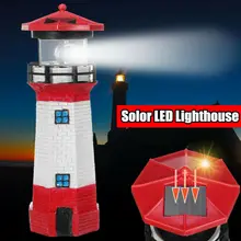 Solar power LED beacon light with rotating light beam Lighthouse solar light home garden decoration fence lawn lamp Fairy light