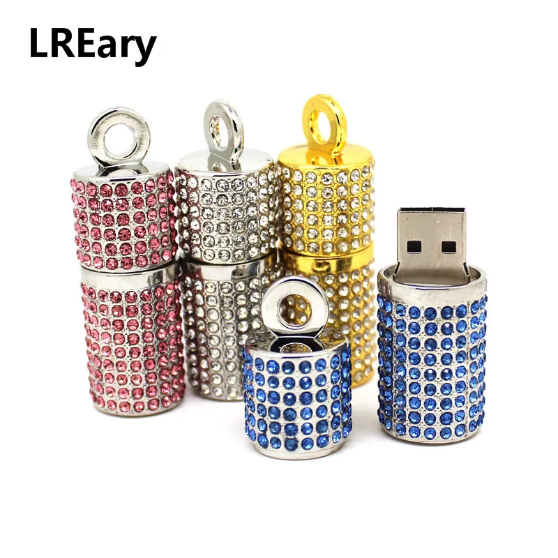 Классические со стразами USB флеш-накопитель 128mb 4GB 8GB 16GB Флешка 32GB флеш-накопитель 64GB U дисковый цилиндр кристалл кулон карта памяти