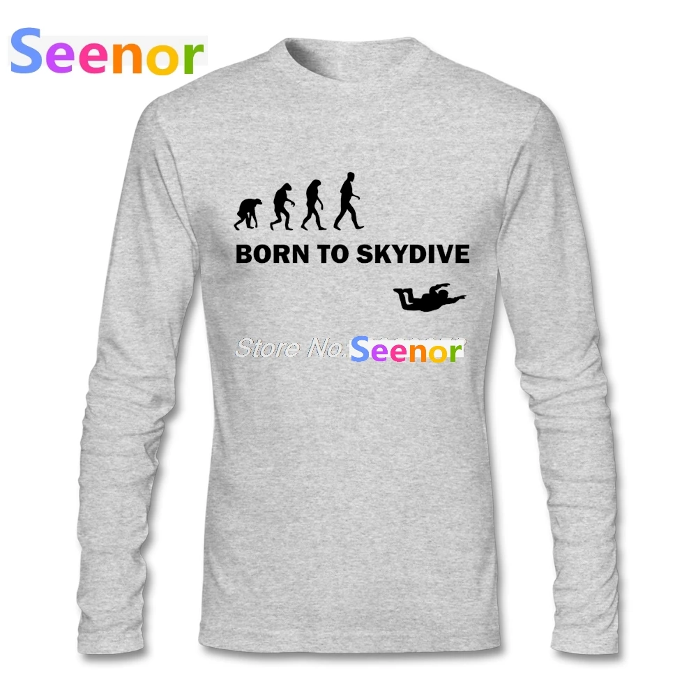 Мужская футболка Born To Skydive, футболки с принтом Hombre, Повседневная футболка с длинным рукавом, мужские футболки