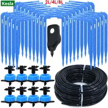Sistema de irrigação por gotejamento, seta de 4 vias de 3/5mm, transmissor de 2 vias, sistema de irrigação para conjunto de 10/20 gramado de jardim
