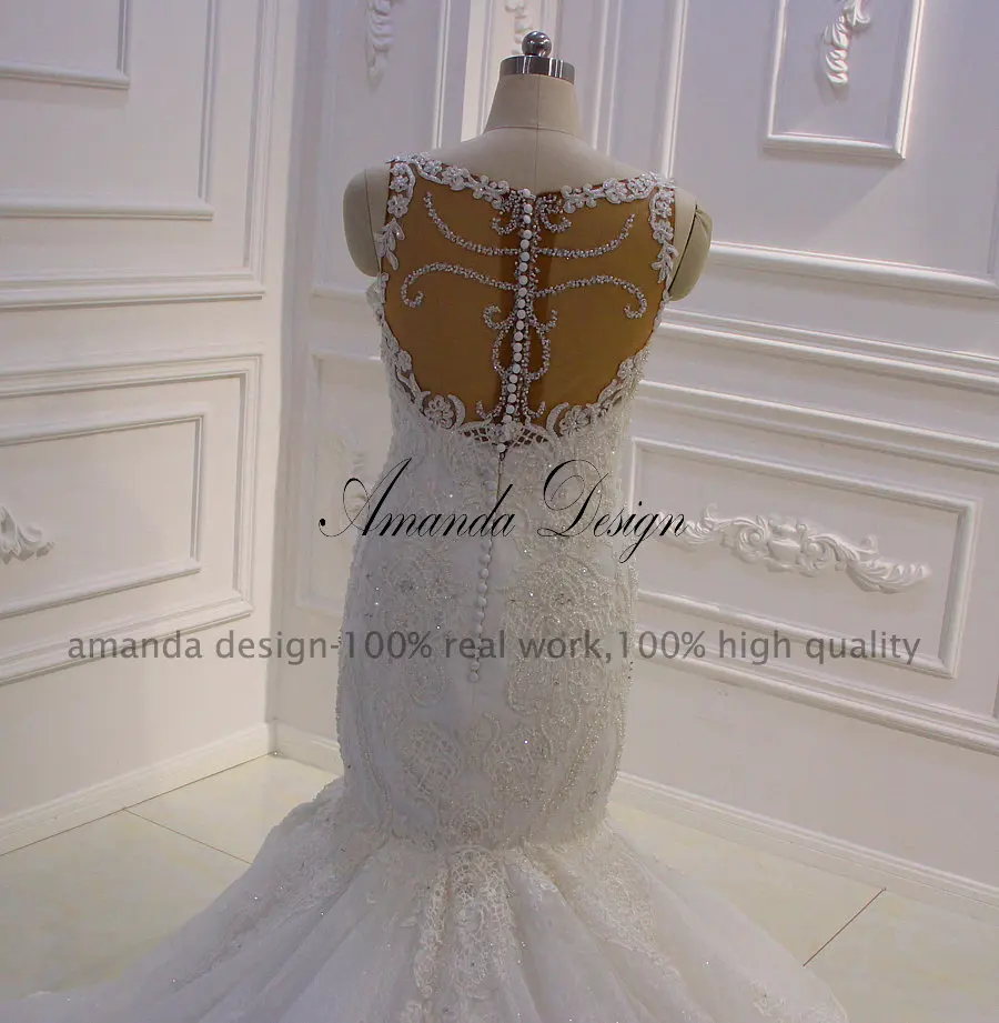 Аманда дизайн vestidos de Novia элегантные тонкие лямки ручной работы роскошное Русалка свадебное платье