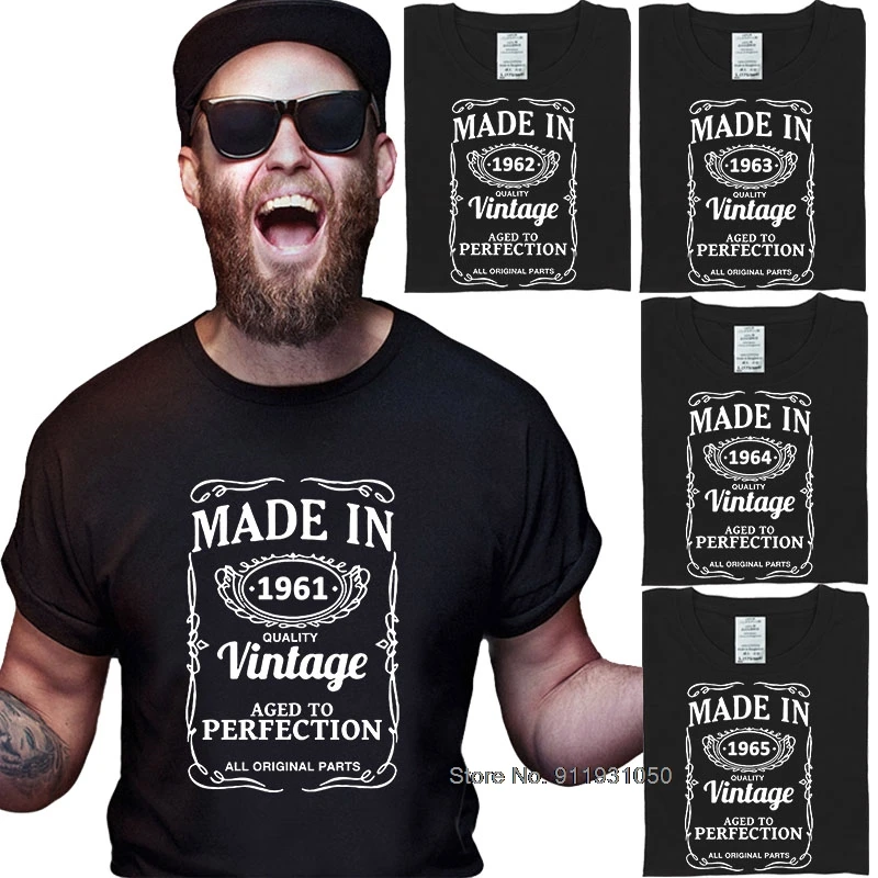 

Mans Unique O-Neck Cotton T-shirt 56 57 58 59 60 Years Old Gift 1961 1962 1963 1964 1965 Design Pattern Anniversary Man's wear