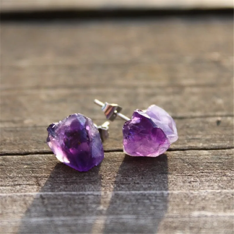 Raw Amethyst Earrings (2)