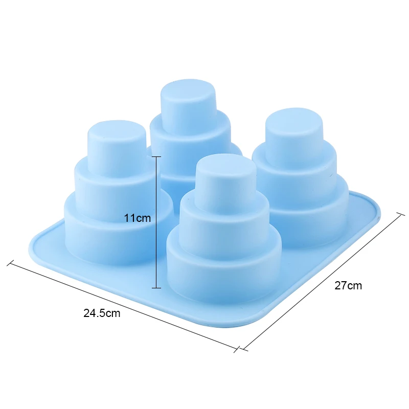 1 шт., 3 слоя, 4 отверстия, силиконовая форма для торта, пудинга, форма башни, Маффин, для украшения торта, инструменты, сделай сам, форма для изготовления свечей