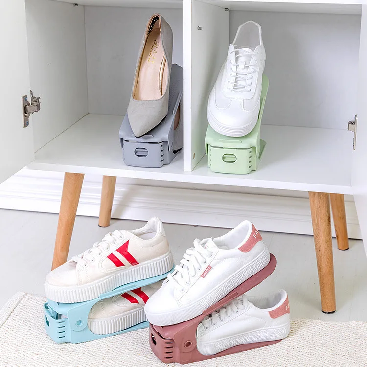 

Second Generation Adjustable Double Layer Shoe Rack Simplicity Double Layer Plastic Integrated Shoe Rack Household Province Spac