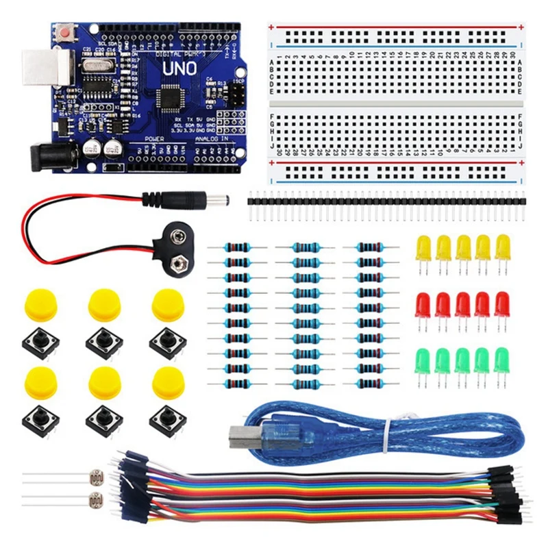 

UNO R3 Starter Kit 400 Point Mini Breadboard LED Jumper Wire Button for Arduino
