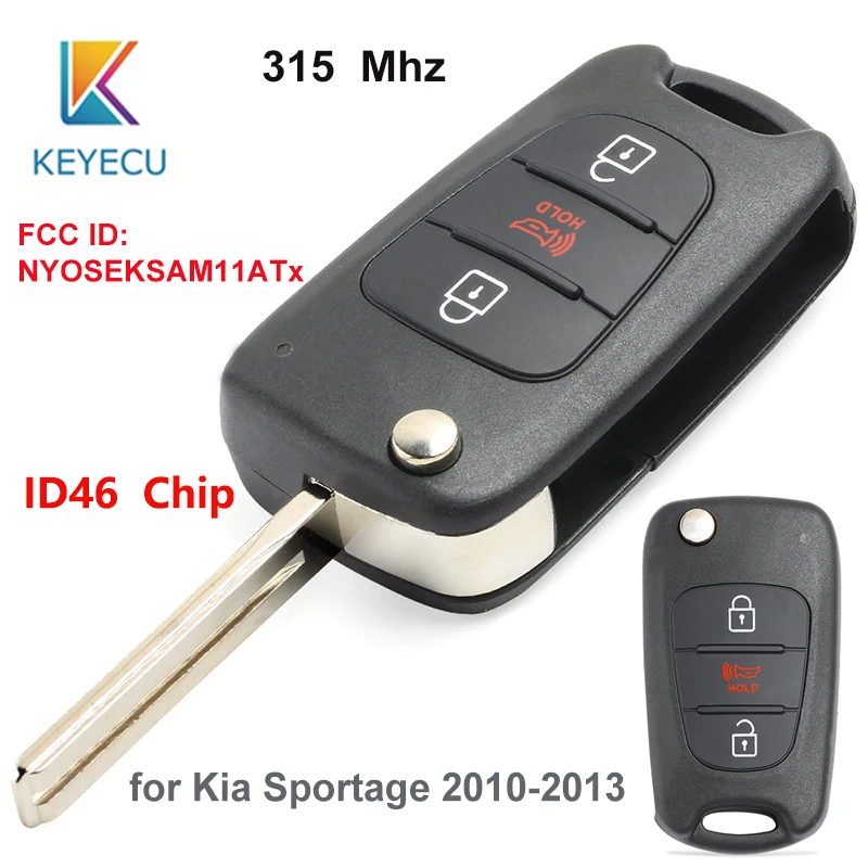 KEYECU Новая замена флип дистанционного брелока 3 кнопки 315 МГц ID46 чип для Kia Sportage 2010-2013 FCC: NYOSEKSAM11ATx