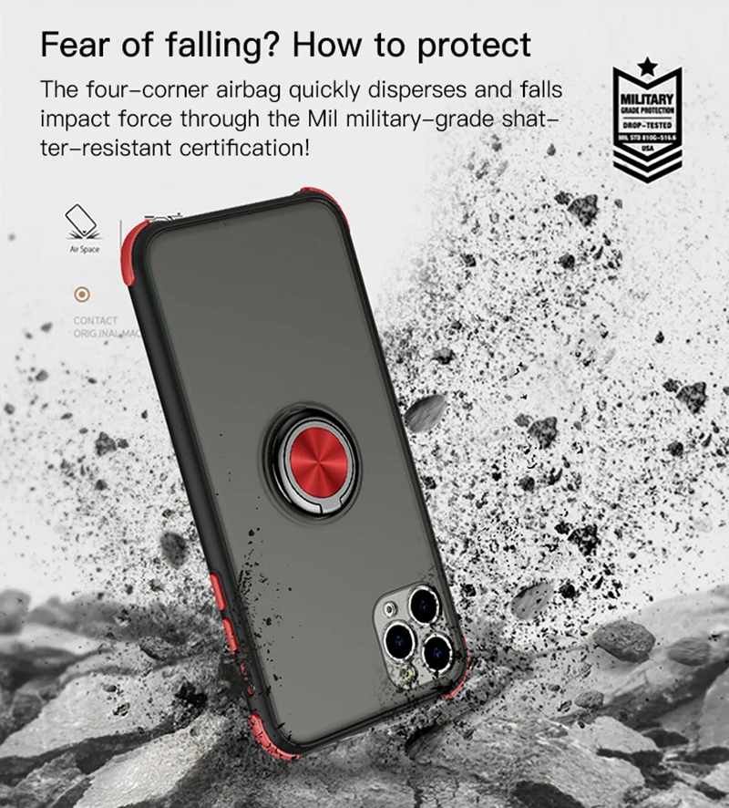 Магнитный автомобильный чехол-держатель для iPhone 11 Pro Max XR X XS Max 8 7 6 6S Plus, матовый прозрачный кольцевой кронштейн, карамельный цвет, чехол для телефона