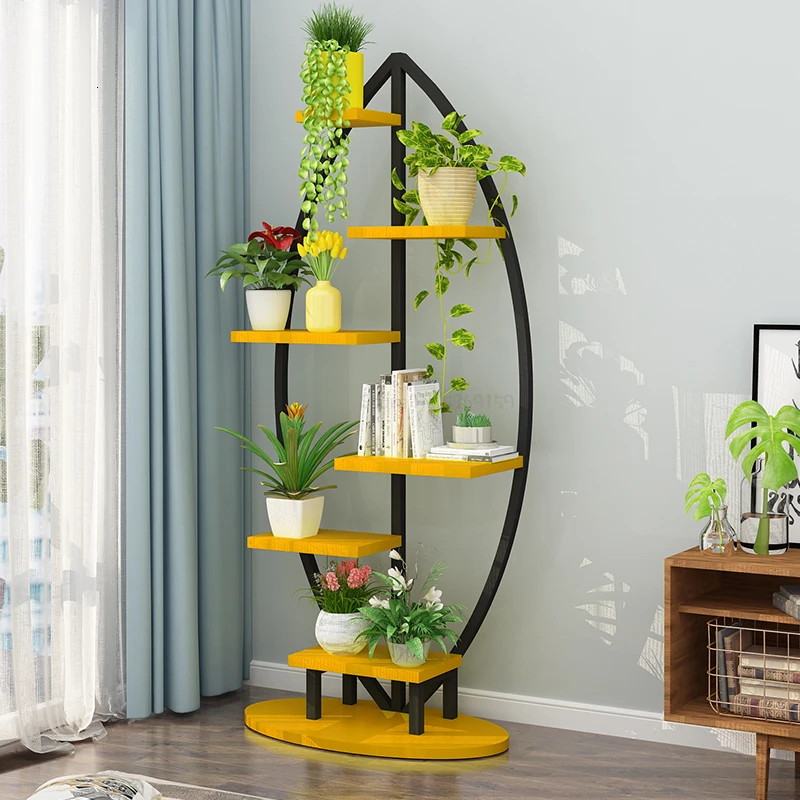 Green Luo Flower Airs многоярусная внутренняя отделка рама гостиной посадочного типа железная мясная Цветочная полка балкон - Цвет: yellowandblack