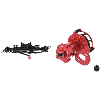 

3 Pcs Toy Accessories: 1 Pcs Aluminum Alloy Front Axle Black & 2 Pcs CNC Chassis / Gear Box Transfer Case Red