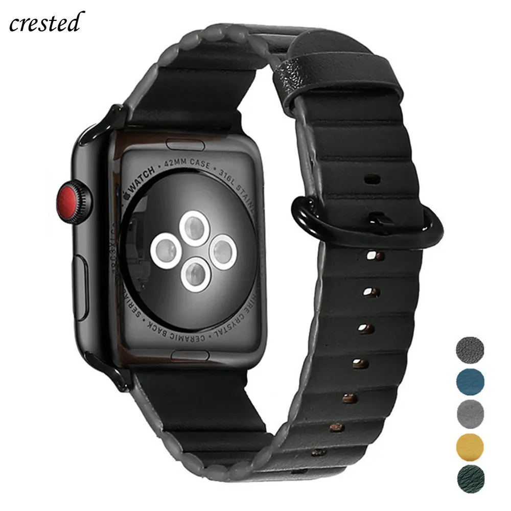 Ремешок кожаный для Apple watch band 44 мм 40 38 42 браслет из натуральной кожи наручных