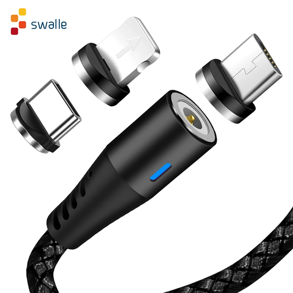 Swalle Магнитный usb-кабель для быстрой зарядки Тип USB C Зарядное устройство данные Micro usb кабель для передачи данных для iPhone 11 XR мобильный телефон USB кабель для передачи данных Шнур