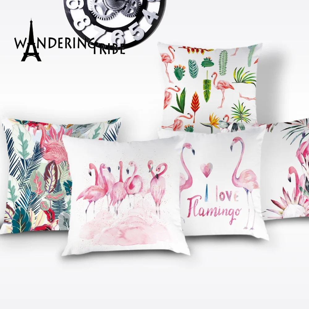 

Cartoon Flamingo Cushion Cover Colorful Animal Decor Pillow Case for Cases Home Sofa Bed Decoration Throw Pillow Cushions Covers