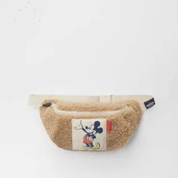 

Disney Mickey Mouse cartoon Waist bag belt bag winter plush messenger bag