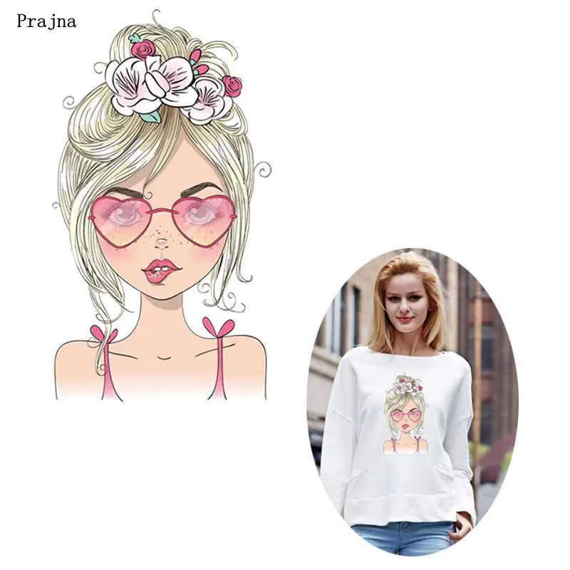 

Prajna Cool Girl Iron On Heat Transfers Vinyl Cartoon Ironing Thermal Stickers On Kid T-shirt DIY Patches Clothing Applique Iron
