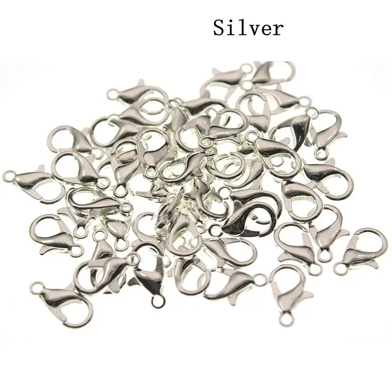 silver 10/12/14/16/18/21 мм, серебристый, зеленый; черный металлические карабины браслет крючки концевые соединители для самостоятельного изготовления ювелирных изделий ожерелье с пряжкой - Цвет: silver