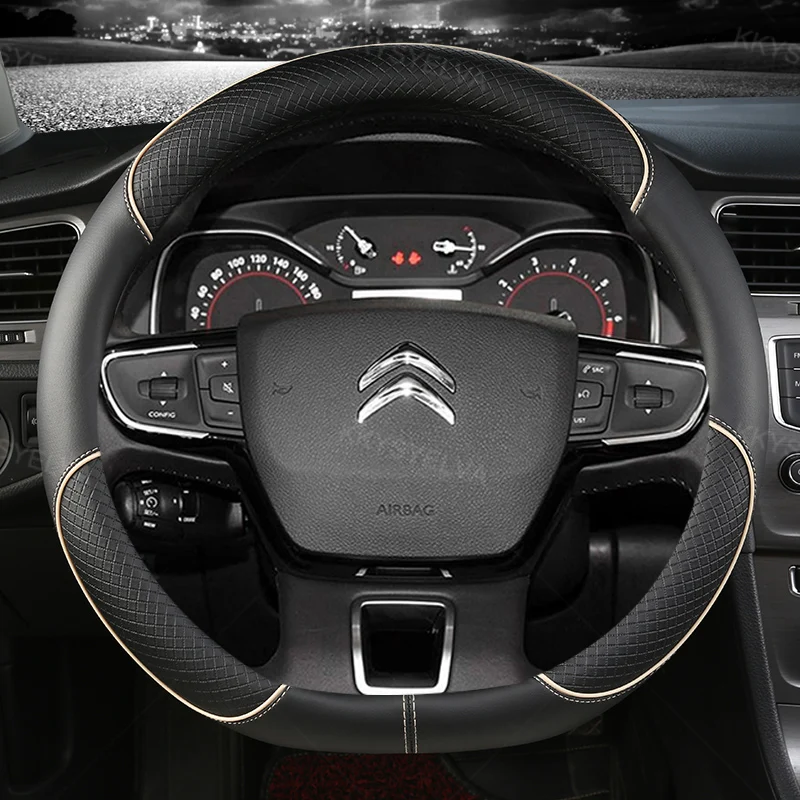 Car Steering Wheel Cover Citroen C3 II III 2009-C3 AIRCROSS-Berlingo 3 C4 Picasso 2 D Type Steering Wheel steering wheel cover