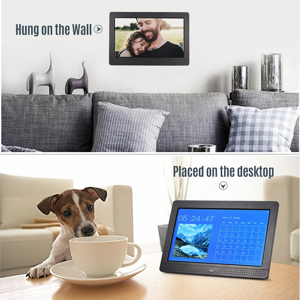 Andoer Digital Photo Frame IPS Desktop Electronic Album 1280*800 HD Supports Music/Video/Photo Player/Calendar