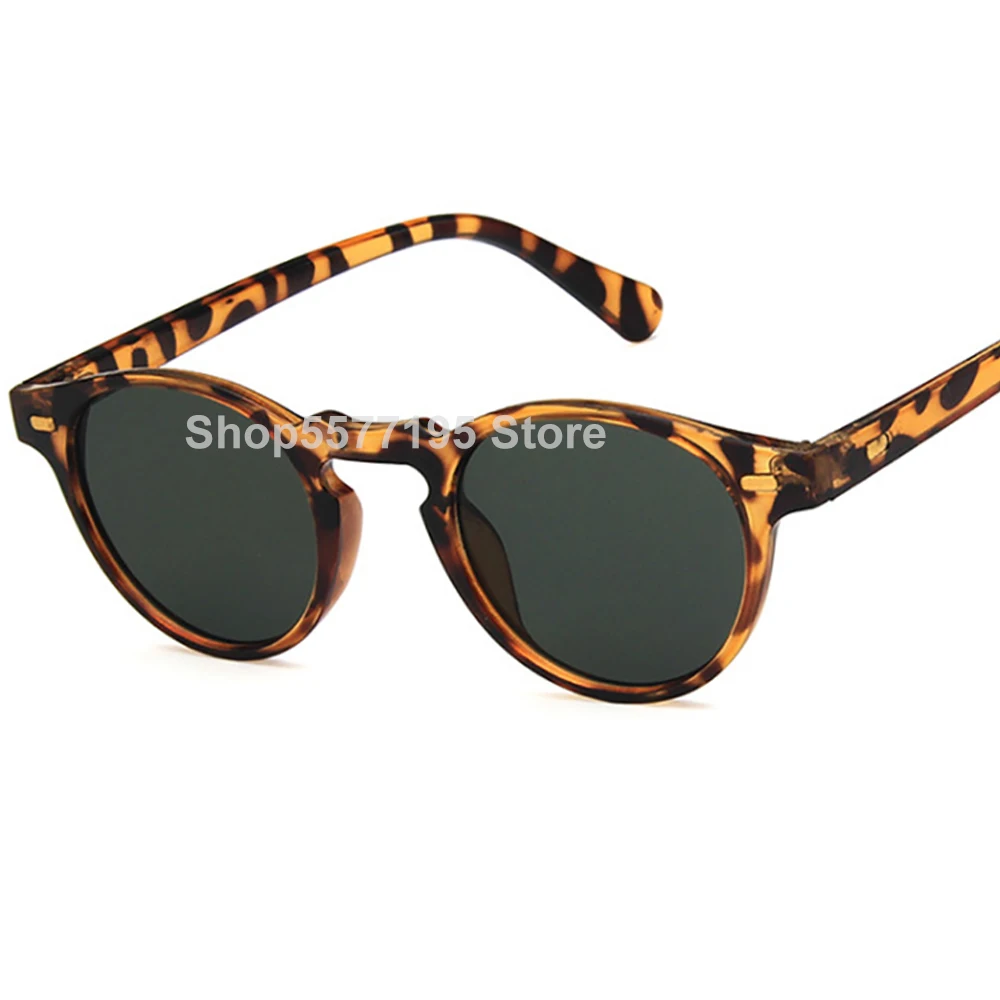 

2020 Retro Small Oval Frame Sunglasses Mens Womens Dark Green Lens Mirror Vintage Leopard Shades Brand Designer Sun Glasses