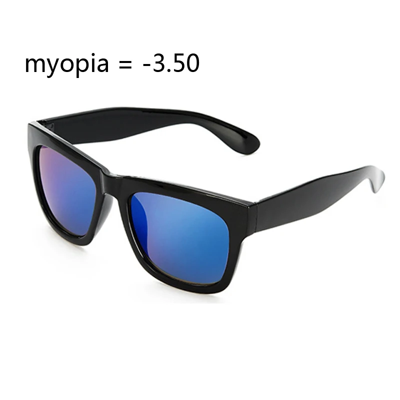 -350-GJ816SQUARE 100 до-400 близорукость рецептурные солнцезащитные очки sauqre солнцезащитные очки синие зеркальные очки солнцезащитные очки для женщин и мужчин - Цвет линз: -350-GJ816SQUARE