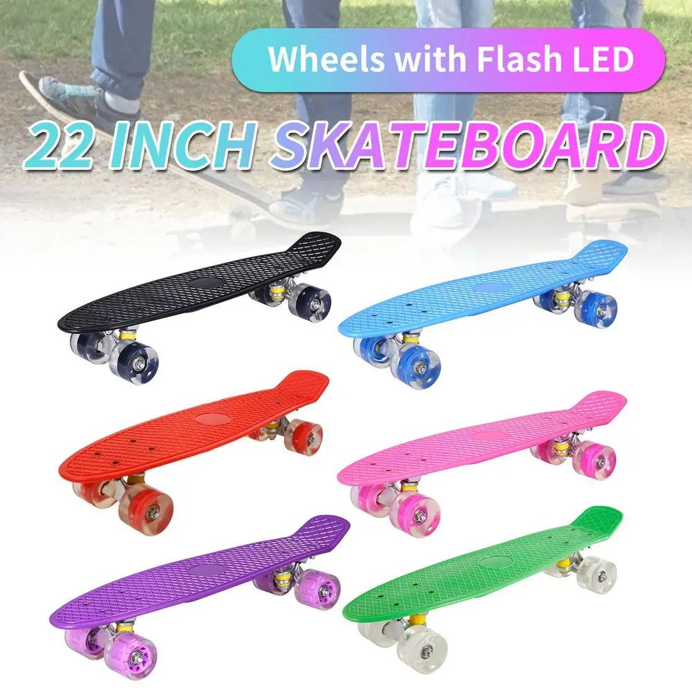 Skateboard Led 22 Pollici Fish Board Bambini Scooter Pp Longboard Penny Board Completo Stampato Banana Skate Board