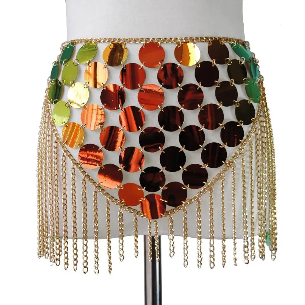 waist chain Boho Sequin Модный комплект бикини с золотыми кисточками и цепочкой для тела, сексуальная летняя юбка для тела, ювелирное изделие для женщин и девушек - Окраска металла: waist chain