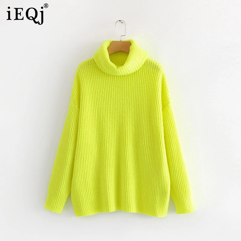 [IEQJ] 2022 Autumn And winter New Pattern Turtleneck Collar Long Sleeve Solid Knitting Pulloveres Casual Sweater Women 19C-a117 | Женская