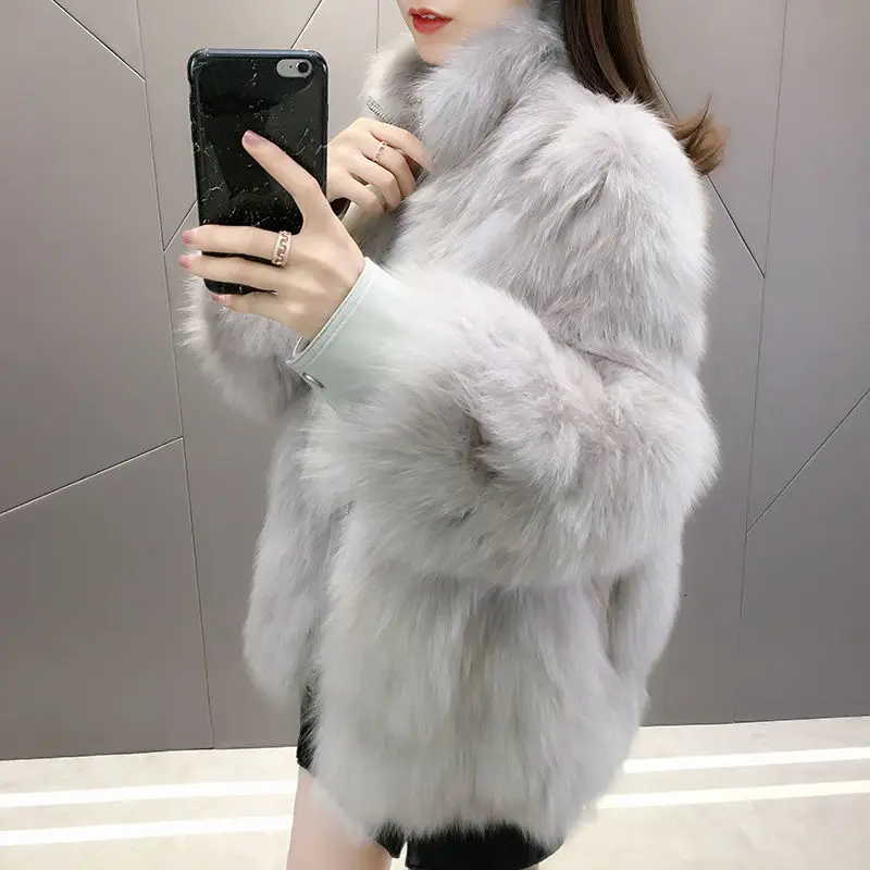Light gray Подражать колготки с принтом «Лиса» Для малышей Rong Li ion аккумулятор привести ковбой Ло короткий фонд пальто свободного кроя пальто женская обувь из кожзаменителя и ботинки с густым мехом - Цвет: Light gray