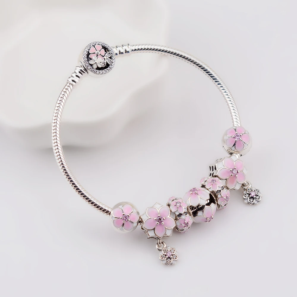

Keris Shop 100% 925 Sterling Silver Bracelet Pollen series For Set Women Bracele Original birthday Gift charm bead Jewelry