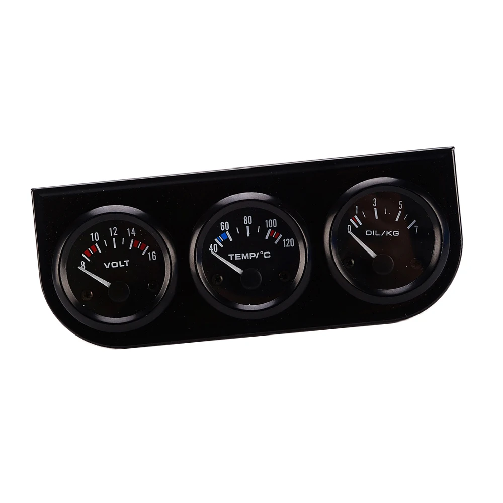 Triple Gauge Oil/Volt/Water Gauge 2inch Oil Temp Water Temp Gauge, NPT1 /8 Temperature Oil Pressure Voltage Gauge