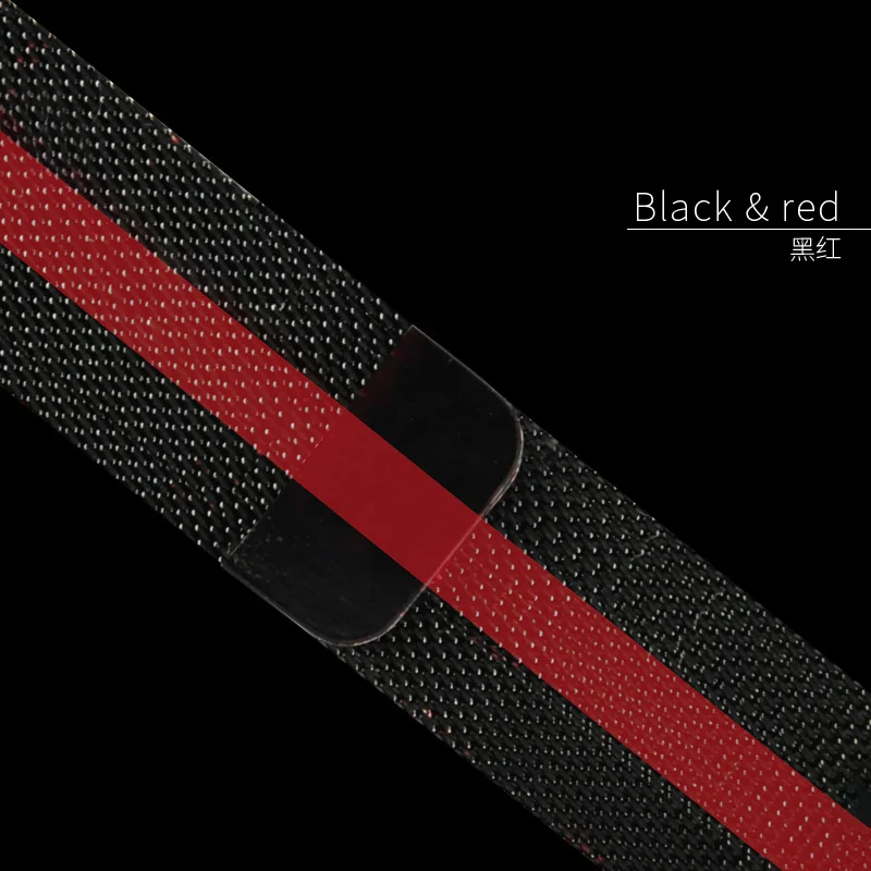 For Apple Watch Series 5 4 Band 44mm 40mm Milanese Loop strap Stainless Steel Bracelet 38mm 42mm Skull Design For i Watch 1/2/3 - Цвет ремешка: Black red