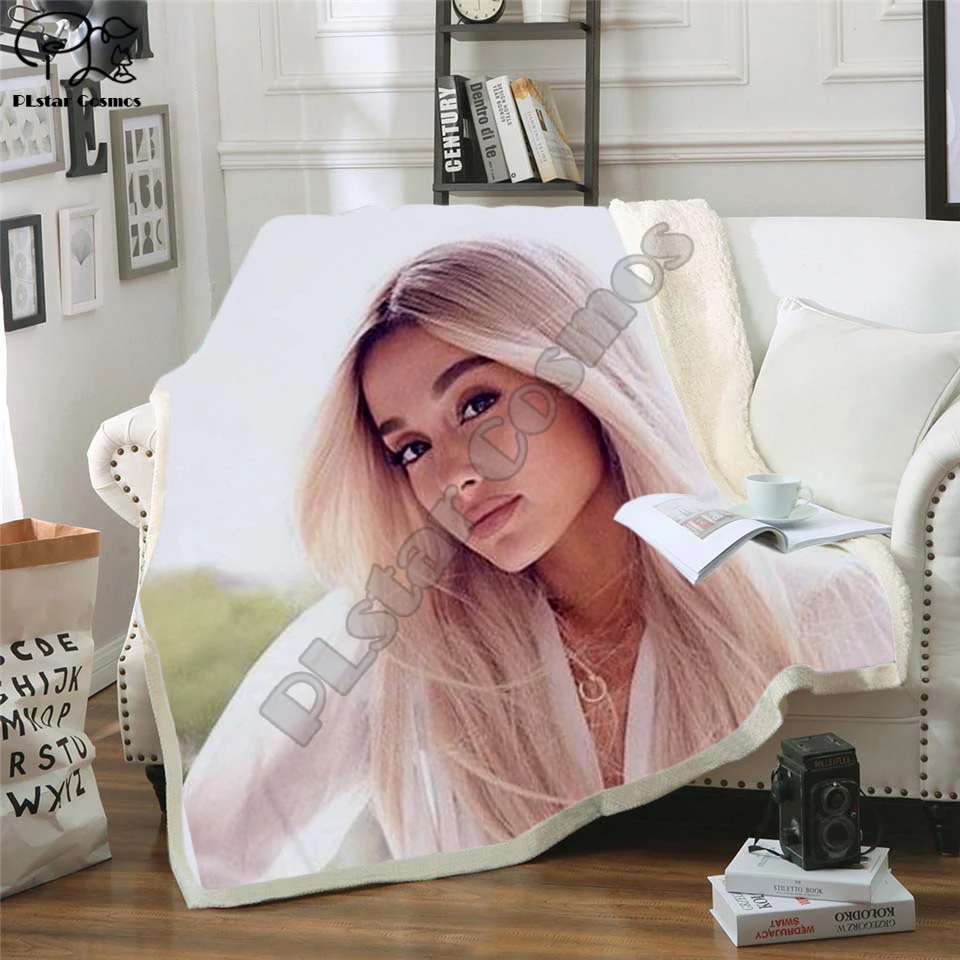 Celebrity Ariana Grand Design Blanket Plush 3d Printed for Adults Sofa Sherpa Fleece Bedspread Wrap Throw Blanket Microfiber-14