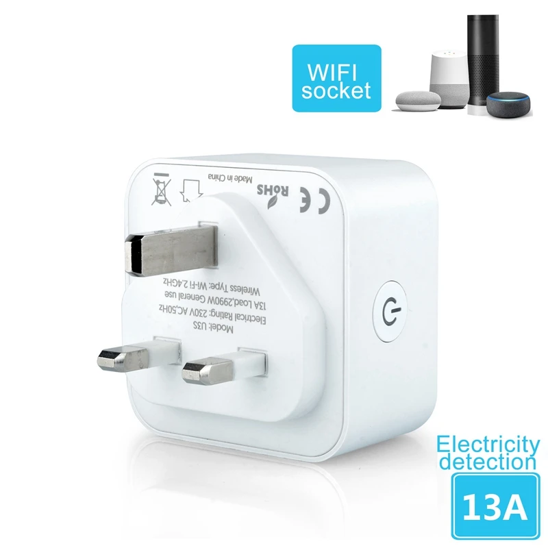 U3S WiFi Smart Plug Wireless Voice Control Time Switch with Ports Timing Socket for Amazon Alexa Echo Dot Google Home UK Plug