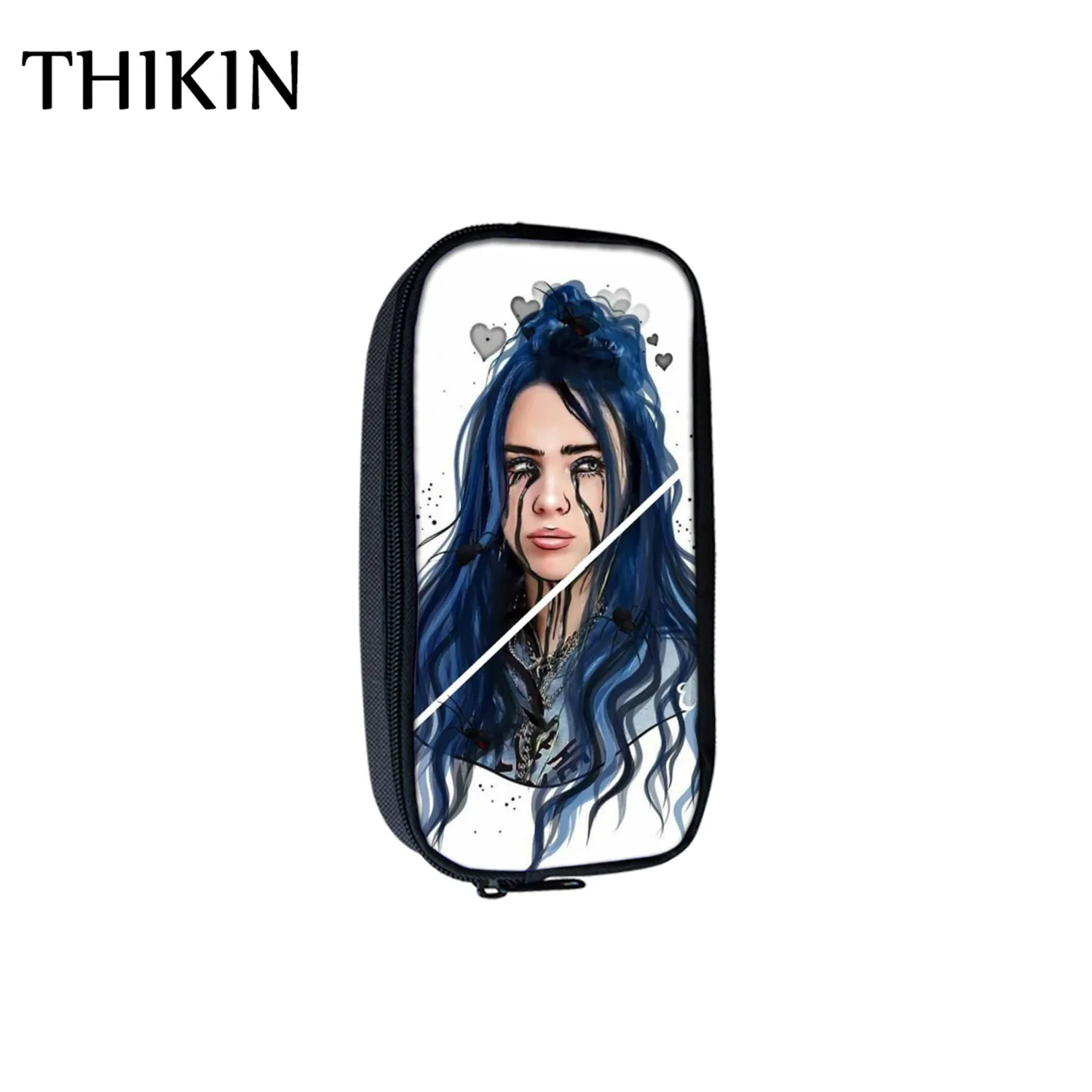 THIKIN Fashion Singer Rapper Billie Eilish, косметички с принтом, сумка-Карандаш для девочек-подростков, мини-сумочка для карандашей, детские школьные принадлежности