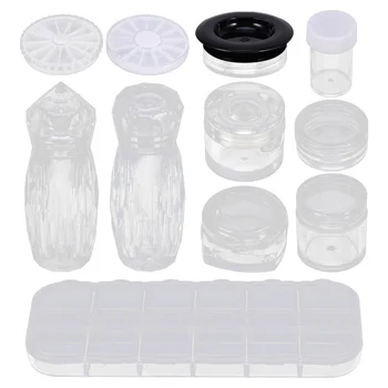 

11pcs Transparent Nail Art Box With Compartments Useful Practical Manicure Box Nail Art Storage Case for Shop Store Home