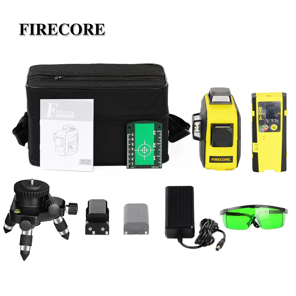 US $113.10 Firecore 360 Laser Level 3d 12lines Лазерный Уровень Auto Self Leveling Red Green Laser With ReceiverBracket3m Tripod