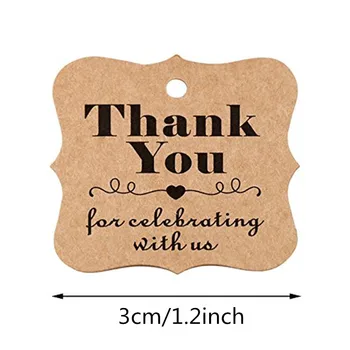 

100Pcs Kraft Paper Gift Tags Thank You For Celebrating Thanks Label For Wedding Decoration,Party Decoration Baby Shower