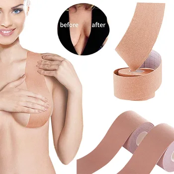

3Pce Bra Cloth Tape Can Be Cut Chest Stickers Invisible Bra Stretch Cloth Chest Stickers Reusable Lift Up Invisible Bra Tape