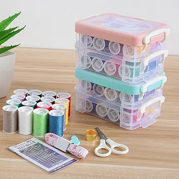 

21pcs/set Sewing Tool Kit Thread Hand Needle Tape Measure Scissor Thimble Wire stripper with Storage Box for Sewing Accessories
