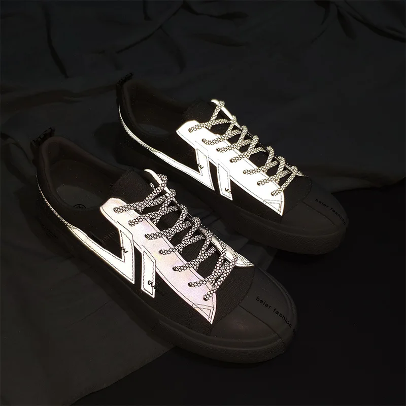 

Canvas Shoes Men's 2019 Autumn New Style Korean-style Students Cloth Shoes Versatile Fashion Sequin Night Light Campus Shoes