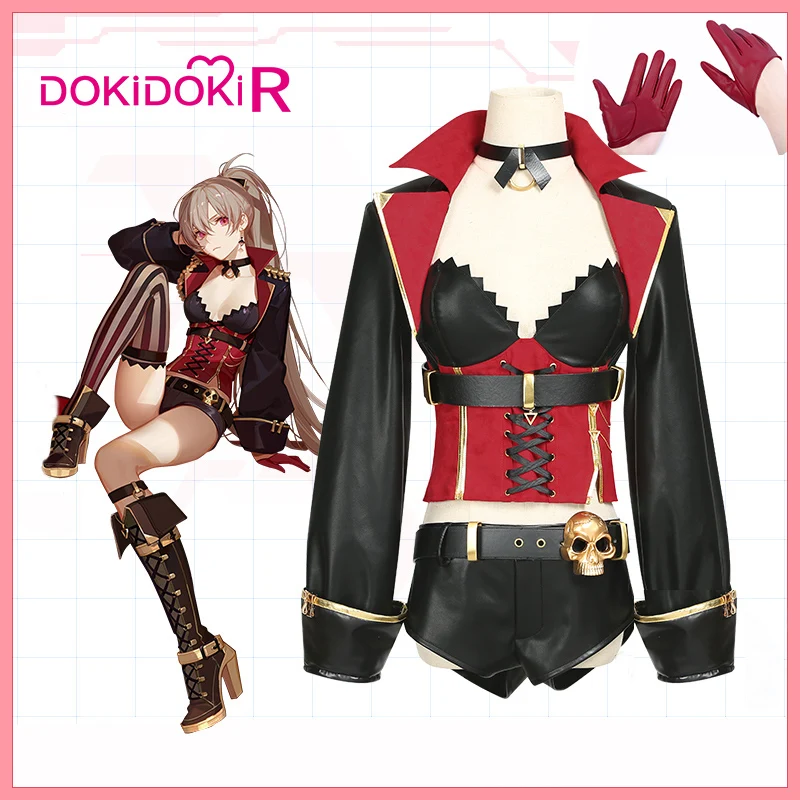 DokiDoki R игра Азур Лейн Косплей Жан Барт костюм женский красный Косплей|Игровые