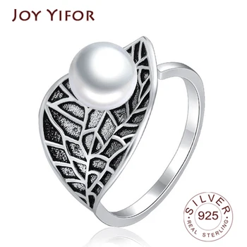 

Romantic 100% 925 Sterling Silver Adjustable Opening Pearl Chic Spiral Ring Fine Jewelry Women Party Anniversary Gif