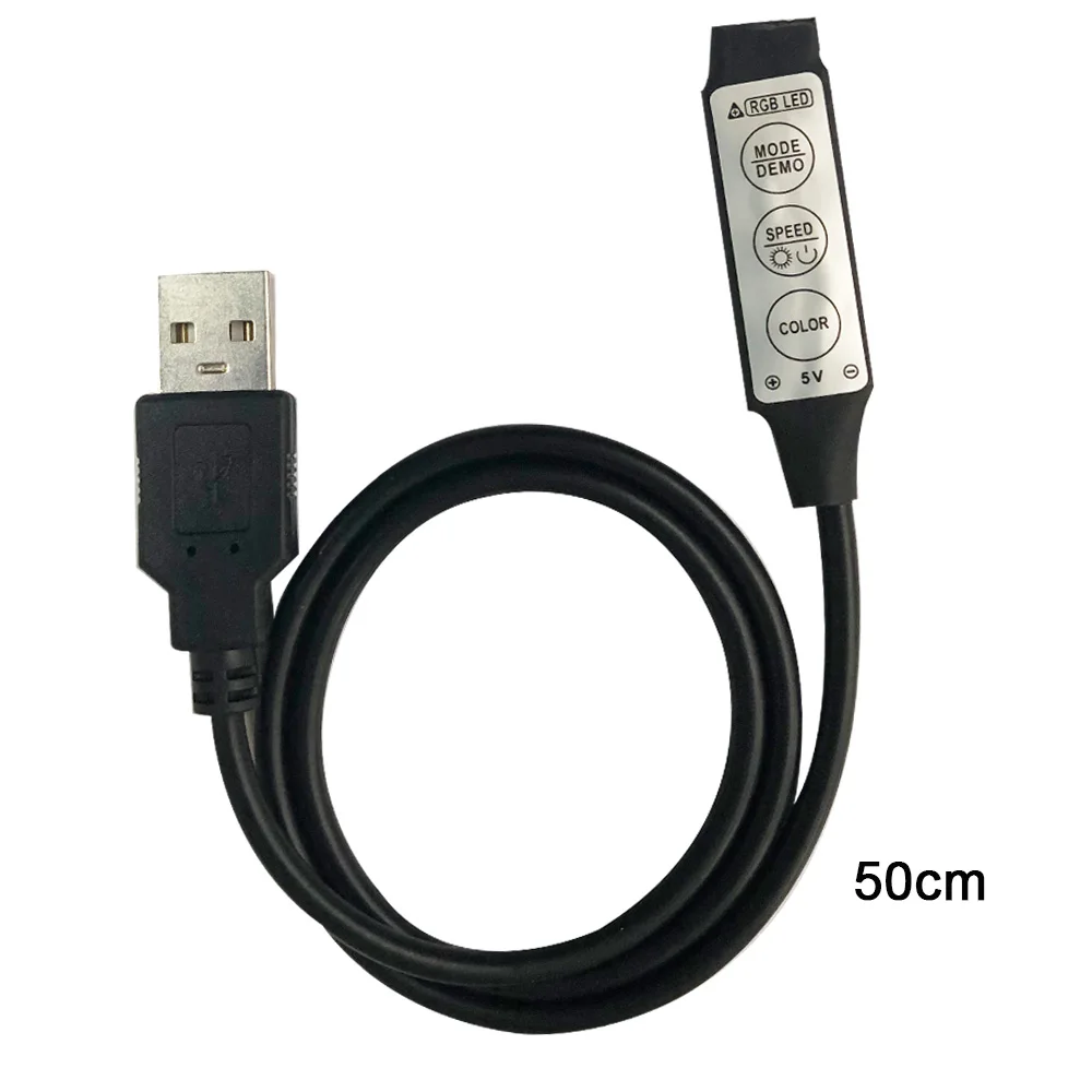 50 см 100 см DC5-24V USB RGB контроллер светодиодный диммер с 3 клавишами 4Pin гнездовой разъем для RGB Led USB полосы