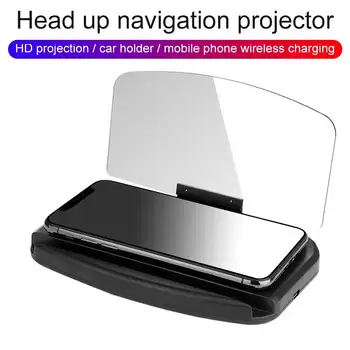 

Practical Car Universal Wireless Charger Phone Holder Mirror Projector Clear Portable GPS Navigation Anti Slip Head Up Display