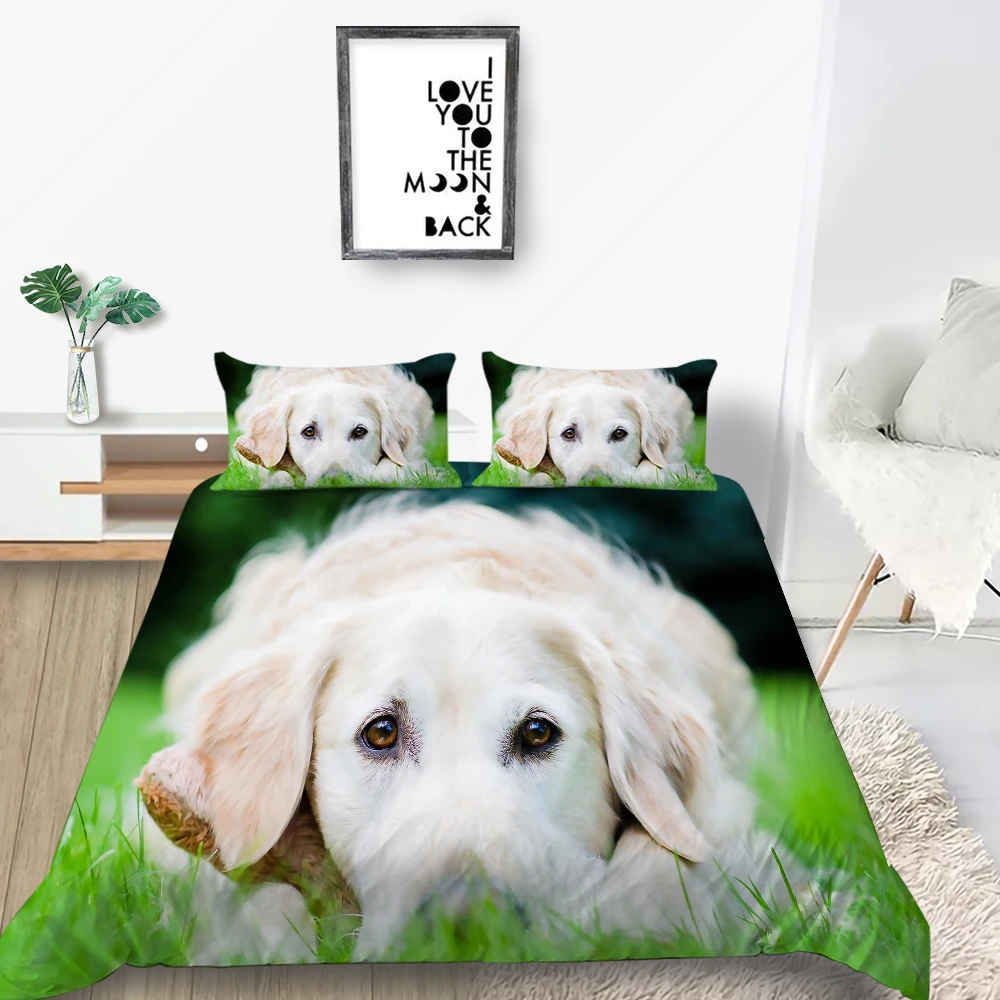 

Grassland Bedding Set Dog on Tummy Fresh Lifelike 3D Duvet Cover King Queen Twin Full Single Double Unique Design Bed Set