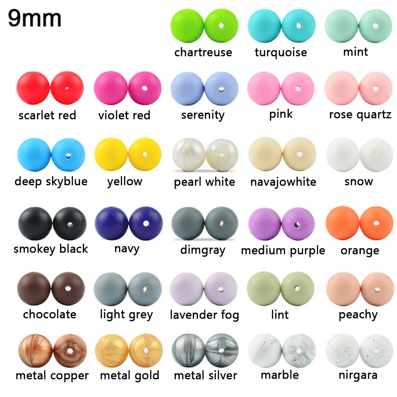 9mm mix or specify LOFCA 500 шт 9 мм/12 мм/15 мм/19 мм/22 мм силиконовый Прорезыватель для зубов из бусин BPA бесплатно пищевого качества Детские Прорезыватели жевательные DIY ювелирные изделия ожерелье - Цвет: 9mm mix or specify
