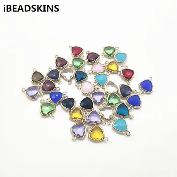 

New arrival! 21X14mm 50pcs Copper/Glass Faceted Triangle Shape Connectors for Necklace Earrings parts,hand Made Jewelry DIY