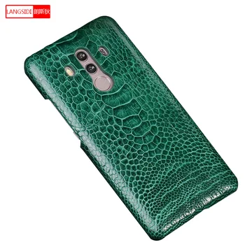 

Phone Case For Honor 10 Natural ostrich Genuine Leather anti-knock Capa back cover for Huawei Nova 3 Mate RS Honor 10 lite P10