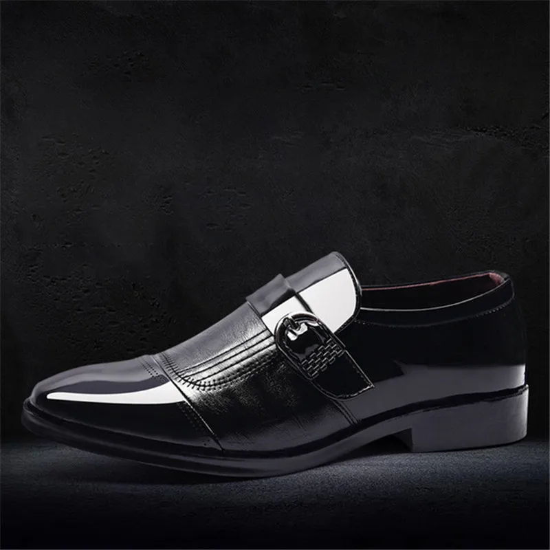 

luxury Brand Classic Man Pointed Toe Dress Shoes Mens Patent Leather Black Wedding Shoes Oxford Formal Shoes Big Size fashion